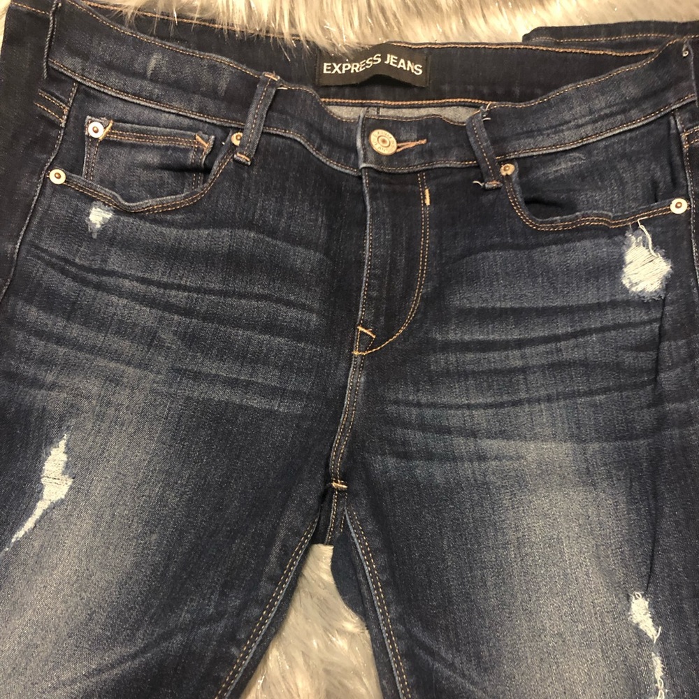 Express distress skinny jeans